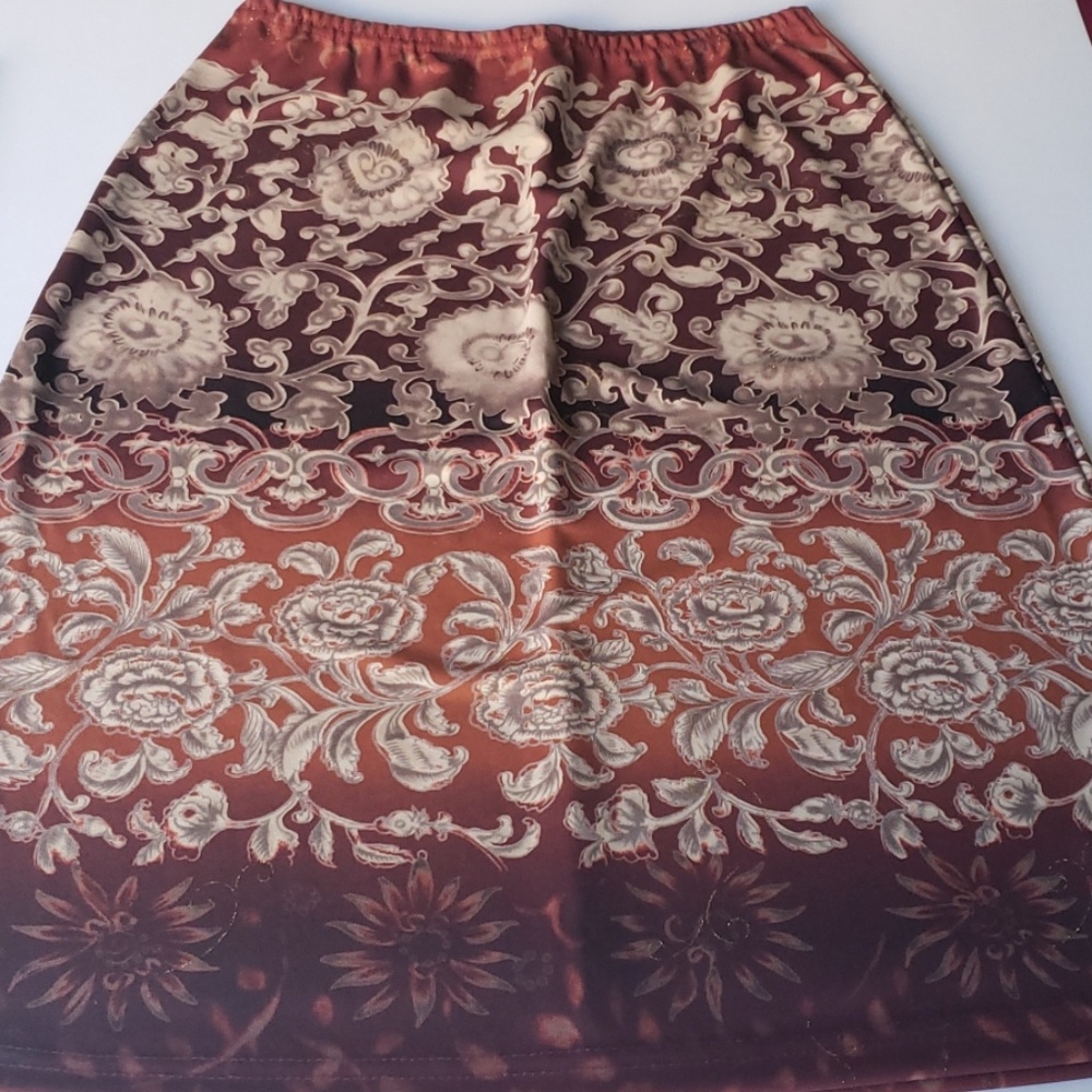 Earth Tones Floral Knee Length Skirt